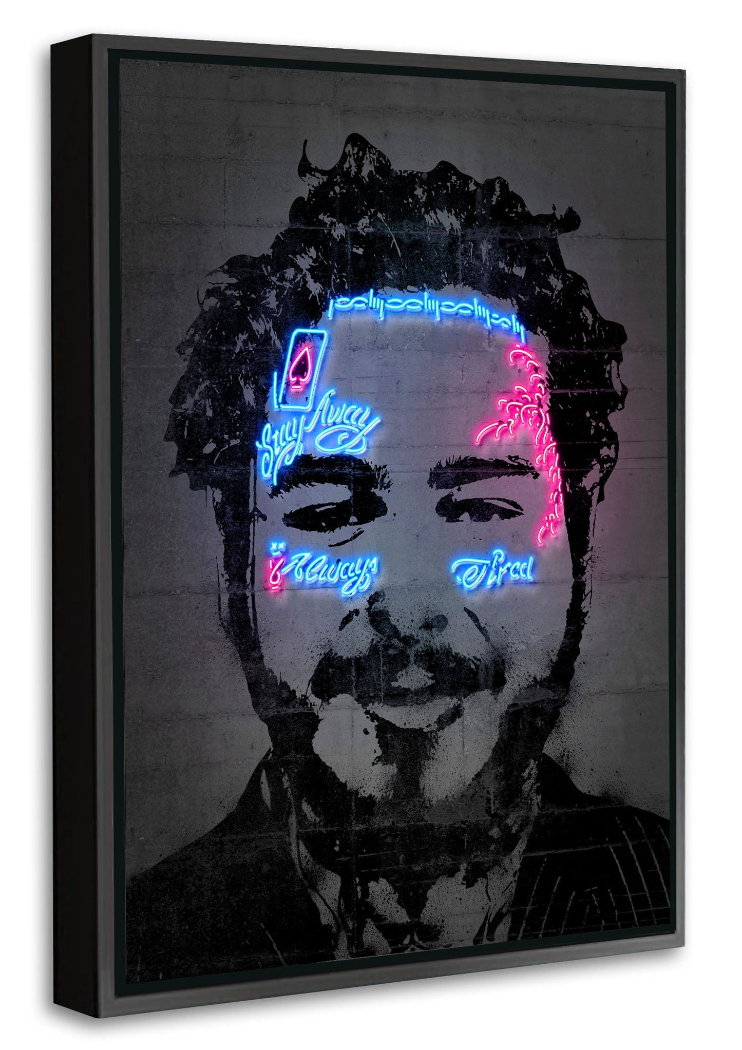 Malone-neon-art, print-Canvas Print with Box Frame-40 x 60 cm-BLUE SHAKER