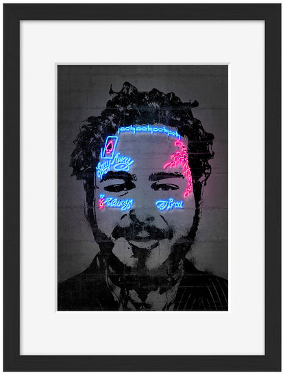 Malone-neon-art, print-Framed Print-30 x 40 cm-BLUE SHAKER