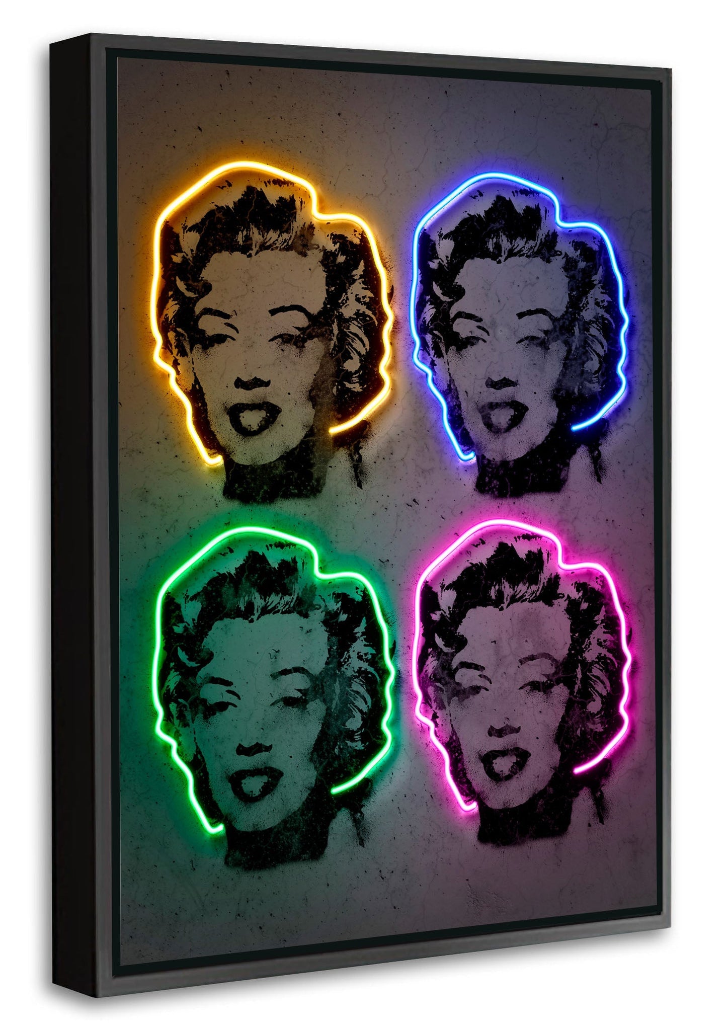 Marilyn Pop-alt, neon-art, print-Canvas Print with Box Frame-40 x 60 cm-BLUE SHAKER