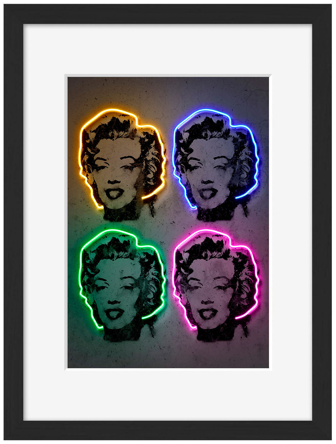 Marilyn Pop-alt, neon-art, print-Framed Print-30 x 40 cm-BLUE SHAKER