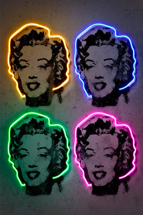 Marilyn Pop-alt, neon-art, print-Print-30 x 40 cm-BLUE SHAKER