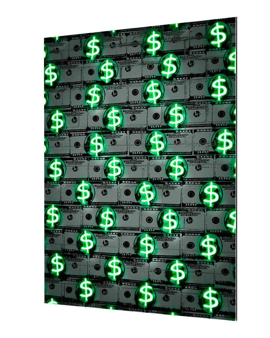 Money Money Money-neon-art, print-Alu Dibond 3mm-40 x 60 cm-BLUE SHAKER