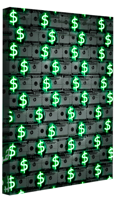 Money Money Money-neon-art, print-Canvas Print - 20 mm Frame-50 x 75 cm-BLUE SHAKER
