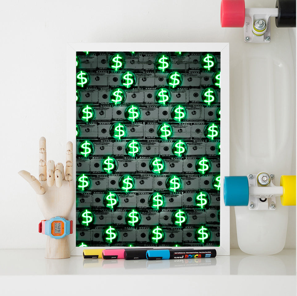 Money Money Money-neon-art, print-BLUE SHAKER