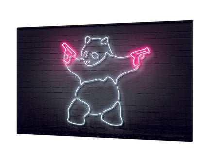 Panda-neon-art, print-Alu Dibond 3mm-40 x 60 cm-BLUE SHAKER