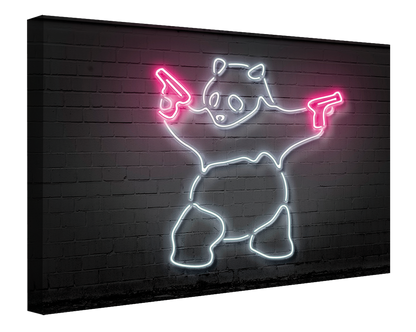 Panda-neon-art, print-Canvas Print - 20 mm Frame-50 x 75 cm-BLUE SHAKER