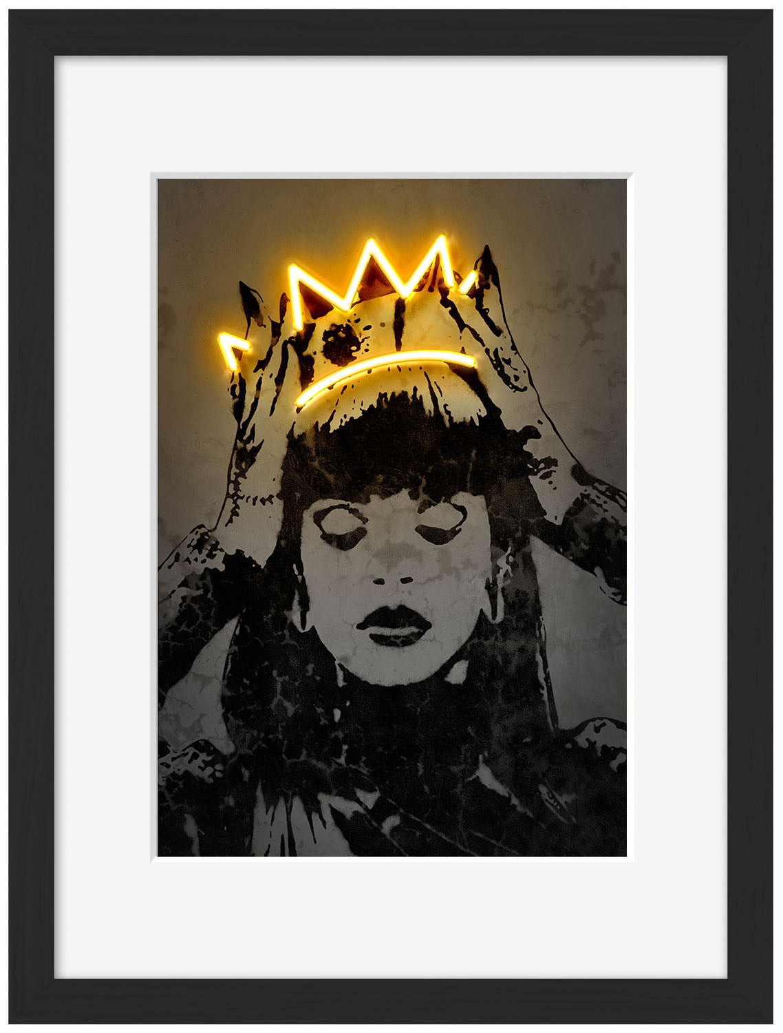 Rihanna-neon-art, print-Framed Print-30 x 40 cm-BLUE SHAKER