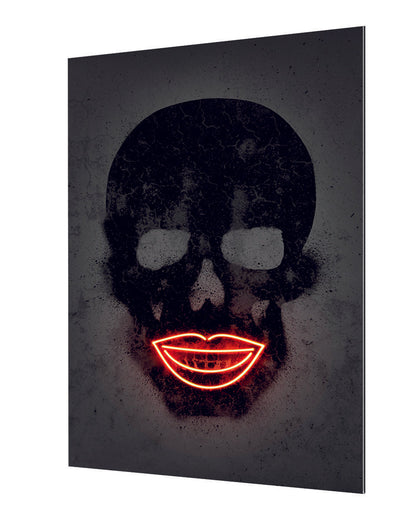 Skull-neon-art, print-Alu Dibond 3mm-40 x 60 cm-BLUE SHAKER