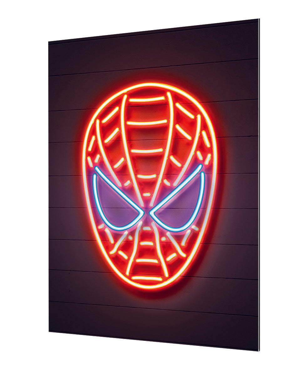 Spiderman-neon-art, print-Alu Dibond 3mm-40 x 60 cm-BLUE SHAKER