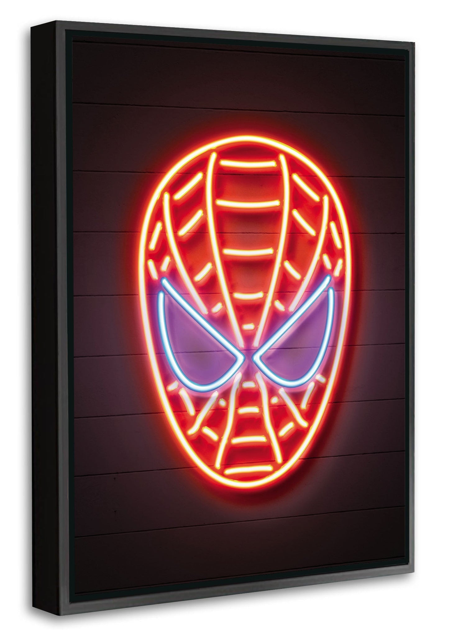 Spiderman-neon-art, print-Canvas Print with Box Frame-40 x 60 cm-BLUE SHAKER