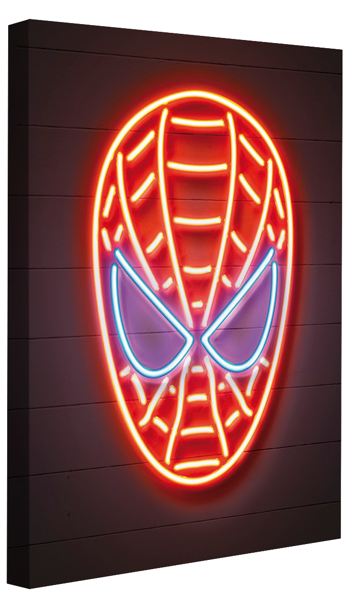 Spiderman-neon-art, print-Canvas Print - 20 mm Frame-50 x 75 cm-BLUE SHAKER