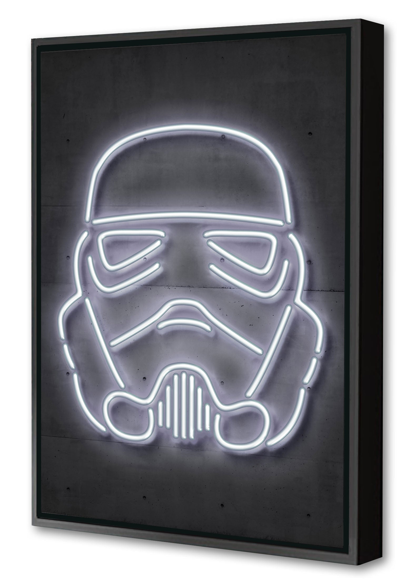 Stormtrooper-alt, neon-art, print-Canvas Print with Box Frame-40 x 60 cm-BLUE SHAKER