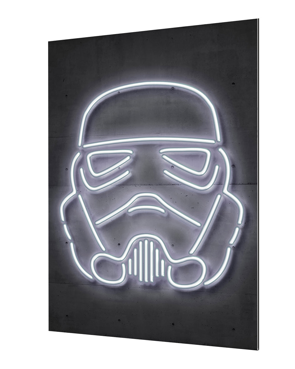 Stormtrooper-alt, neon-art, print-Alu Dibond 3mm-40 x 60 cm-BLUE SHAKER