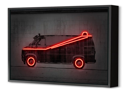 Team Van-alt, neon-art, print-Canvas Print with Box Frame-40 x 60 cm-BLUE SHAKER