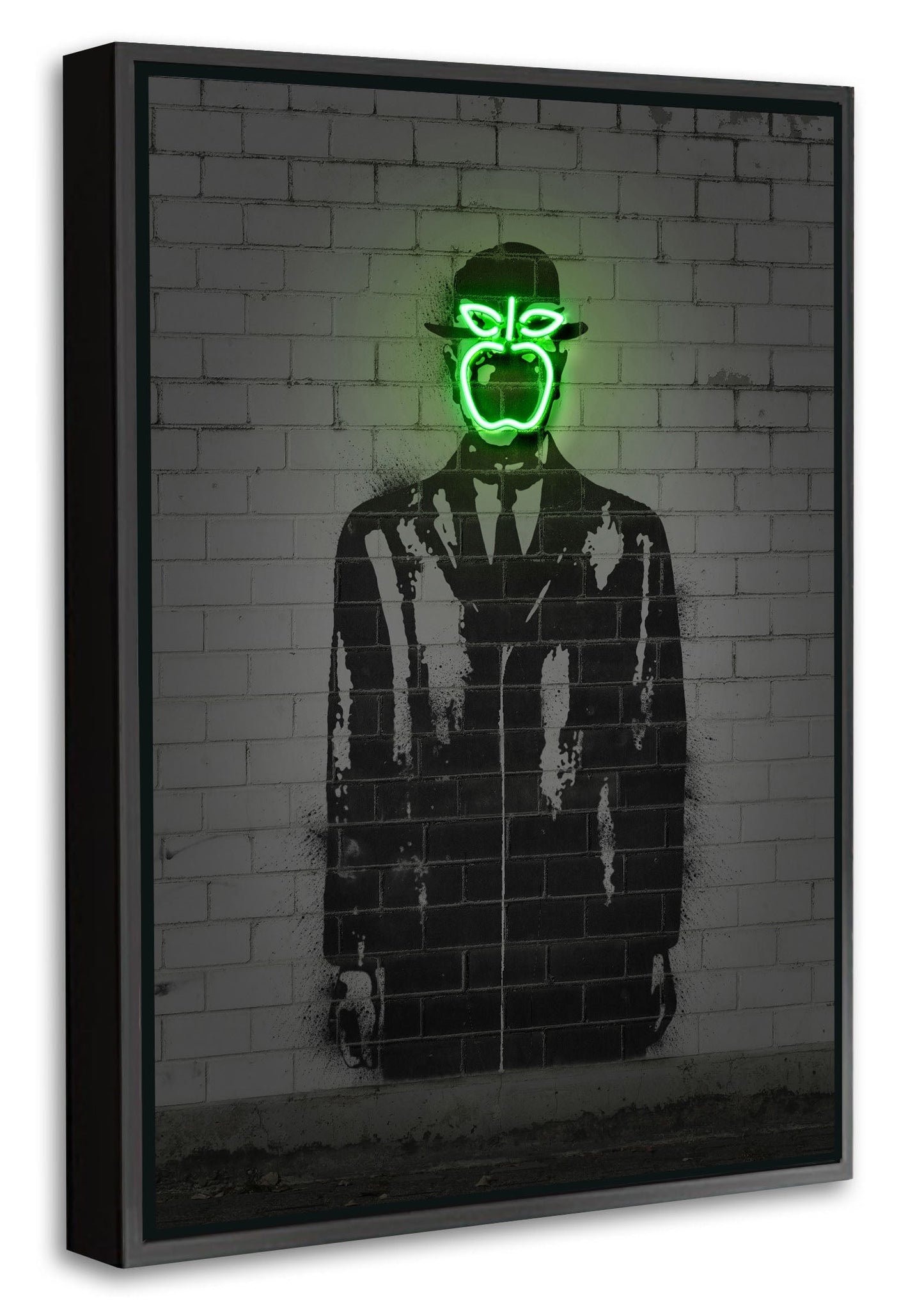 The Son of man-neon-art, print-Canvas Print with Box Frame-40 x 60 cm-BLUE SHAKER