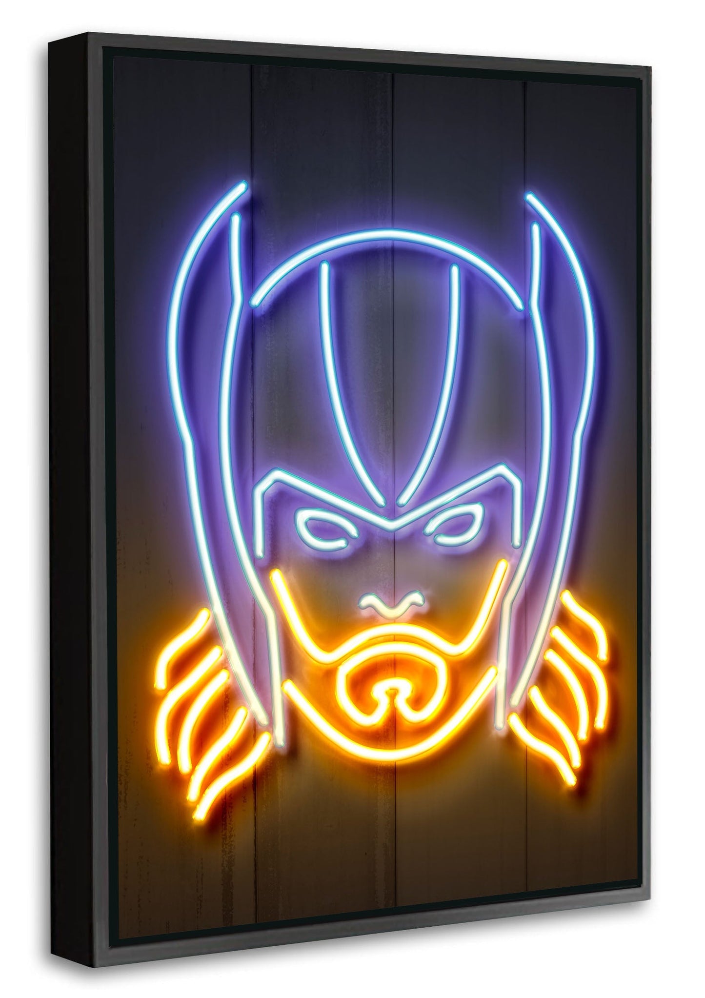 Thor-neon-art, print-Canvas Print with Box Frame-40 x 60 cm-BLUE SHAKER