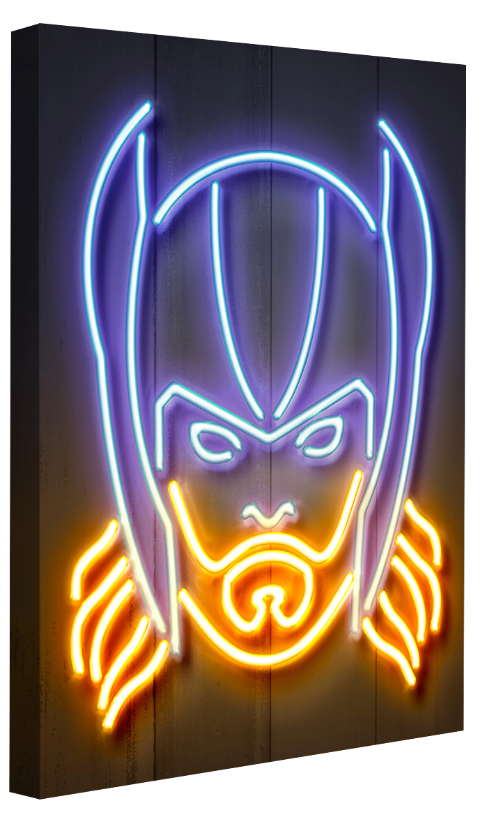 Thor-neon-art, print-Canvas Print - 20 mm Frame-50 x 75 cm-BLUE SHAKER