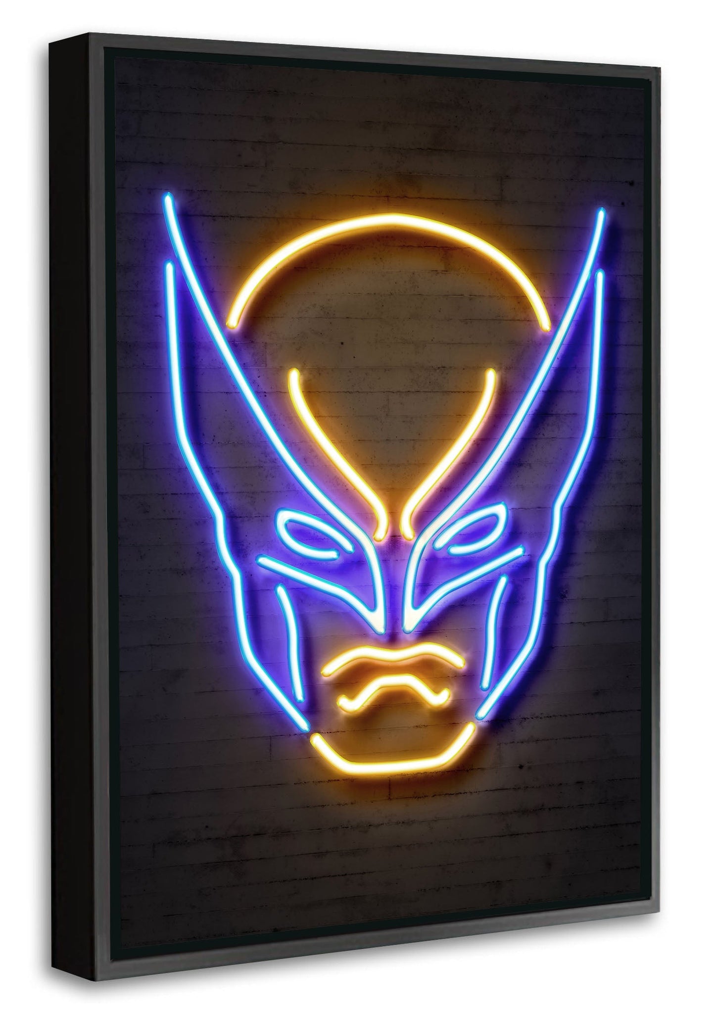 Wolverine-neon-art, print-Canvas Print with Box Frame-40 x 60 cm-BLUE SHAKER