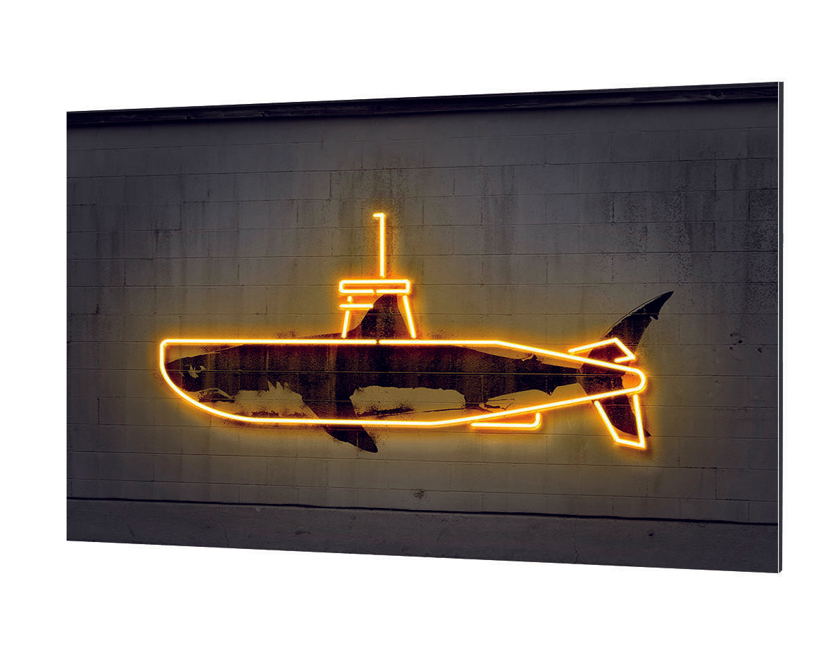 Yellow Submarine-neon-art, print-Alu Dibond 3mm-40 x 60 cm-BLUE SHAKER