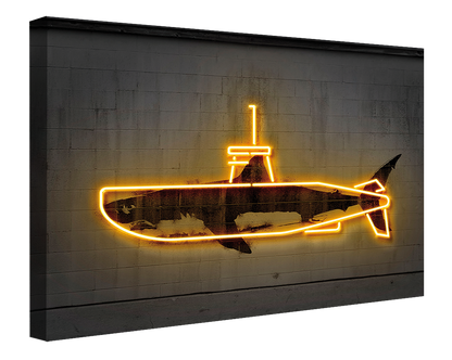 Yellow Submarine-neon-art, print-Canvas Print - 20 mm Frame-50 x 75 cm-BLUE SHAKER