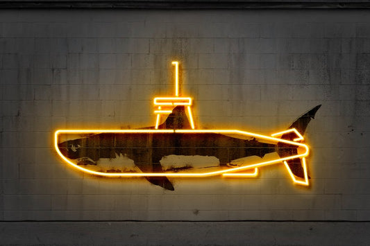 Yellow Submarine-neon-art, print-Print-30 x 40 cm-BLUE SHAKER