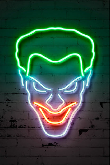 Joker Head-neon-art, print-Print-30 x 40 cm-BLUE SHAKER