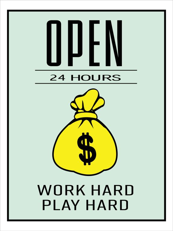 open 24 Hours-monopoly, print-Print-30 x 40 cm-BLUE SHAKER