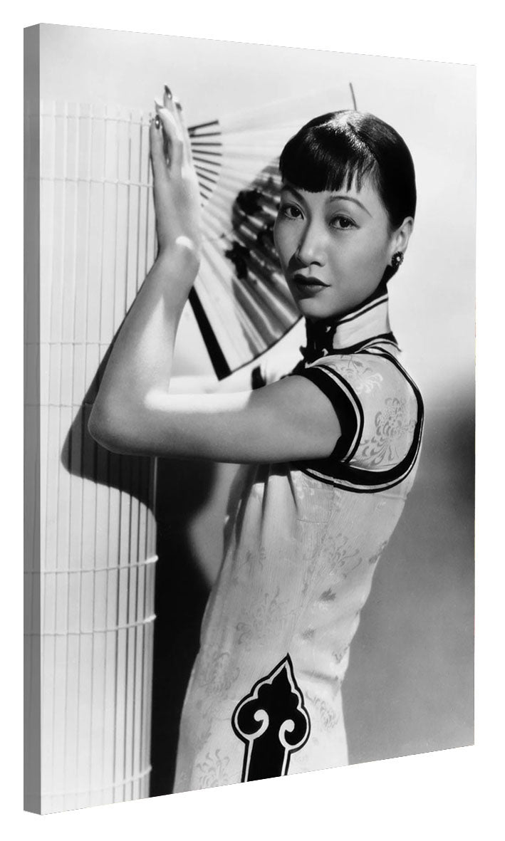 Anna May Wong-bw-portrait, print-Canvas Print - 20 mm Frame-50 x 75 cm-BLUE SHAKER