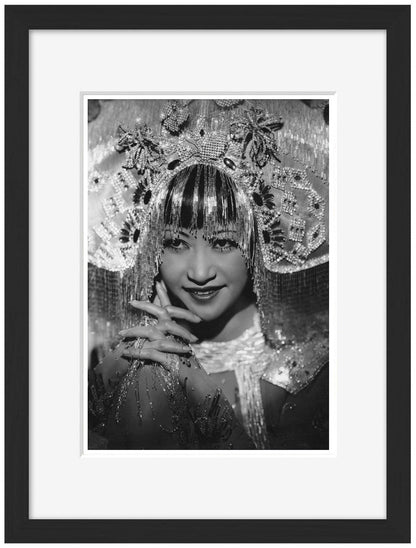 Anna May Wong Music Hall-bw-portrait, print-Framed Print-30 x 40 cm-BLUE SHAKER