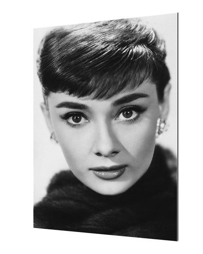 Audrey Hepburn-bw-portrait, print-Alu Dibond 3mm-40 x 60 cm-BLUE SHAKER