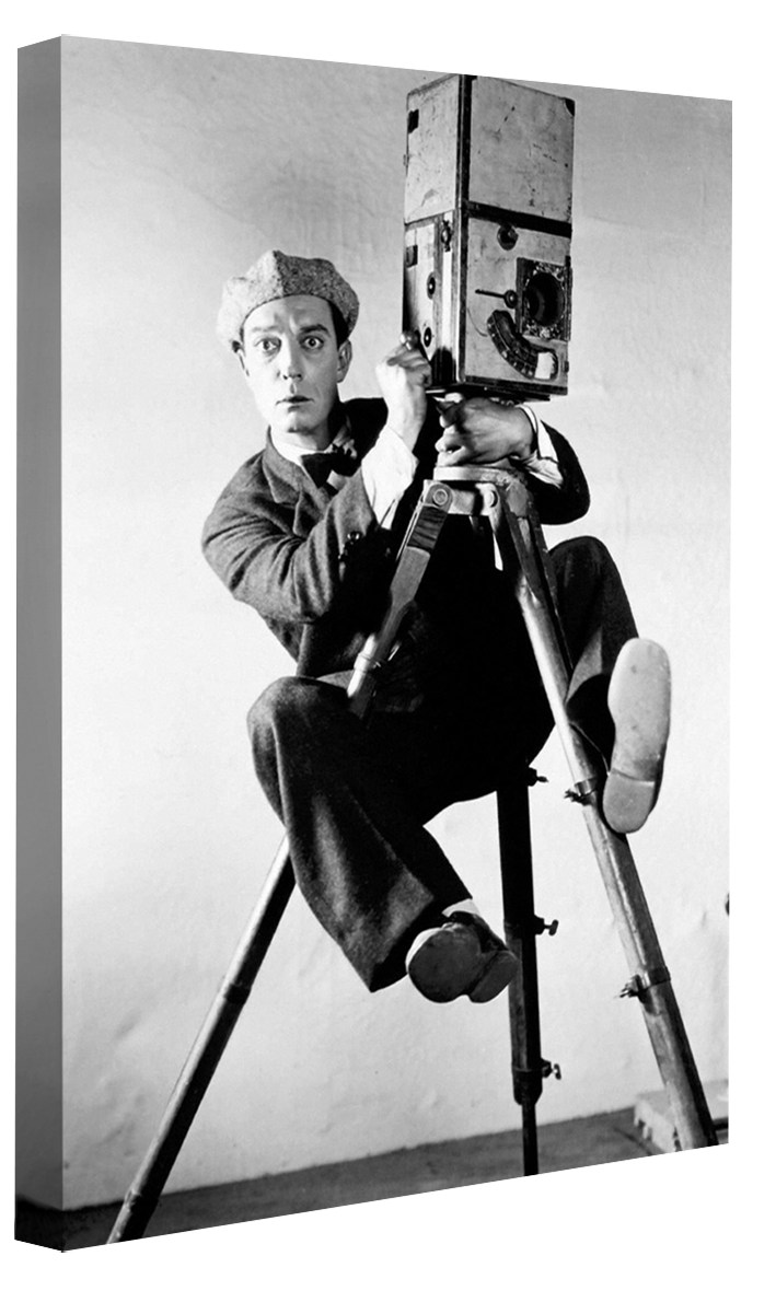 Buster Keaton Cameraman-bw-portrait, print-Canvas Print - 20 mm Frame-50 x 75 cm-BLUE SHAKER