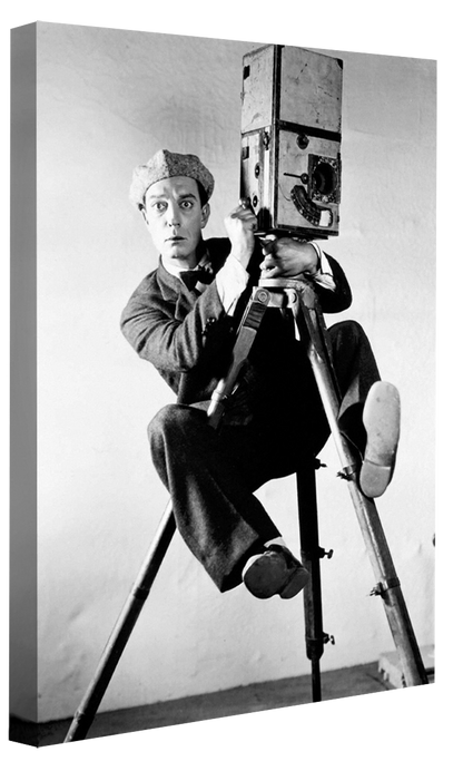 Buster Keaton Cameraman-bw-portrait, print-Canvas Print - 20 mm Frame-50 x 75 cm-BLUE SHAKER