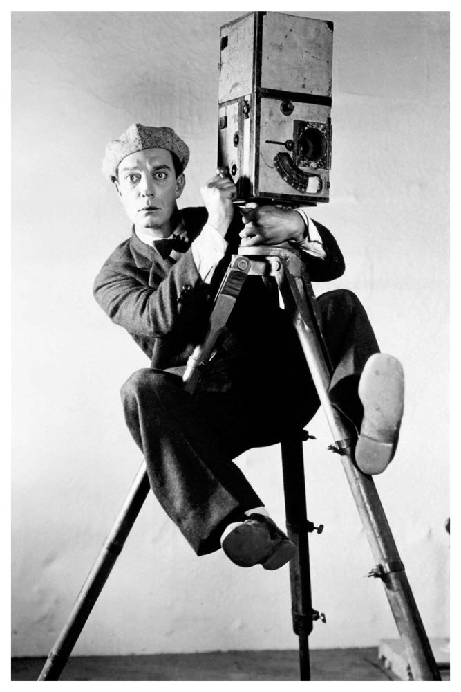 Buster Keaton Cameraman-bw-portrait, print-Print-30 x 40 cm-BLUE SHAKER