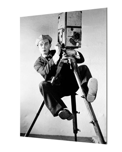 Buster Keaton Cameraman-bw-portrait, print-Alu Dibond 3mm-40 x 60 cm-BLUE SHAKER