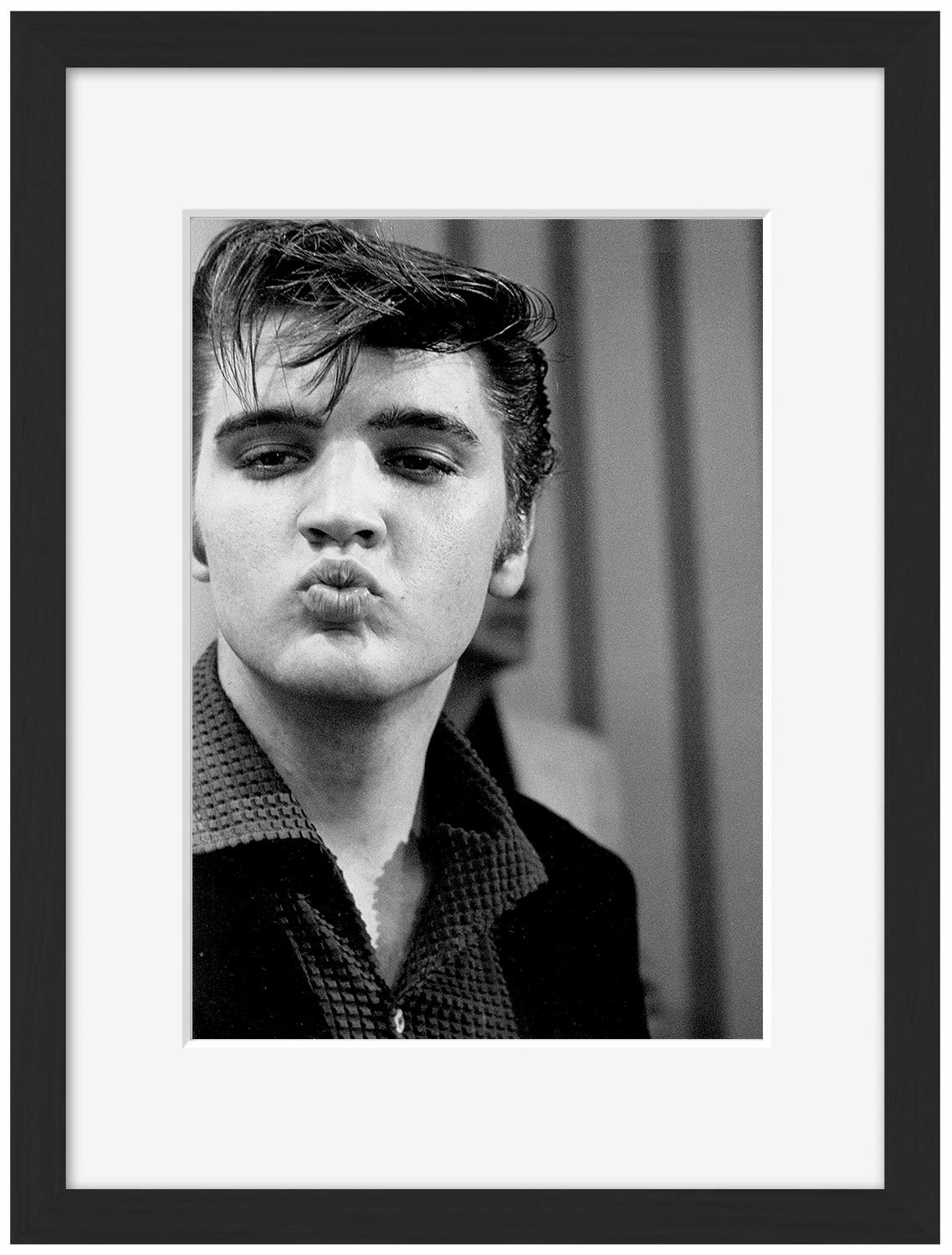 Elvis-bw-portrait, print-Framed Print-30 x 40 cm-BLUE SHAKER