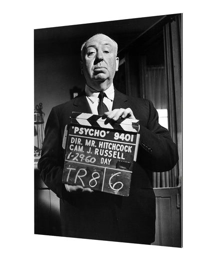 Hitchcock Psycho-bw-portrait, print-Alu Dibond 3mm-40 x 60 cm-BLUE SHAKER