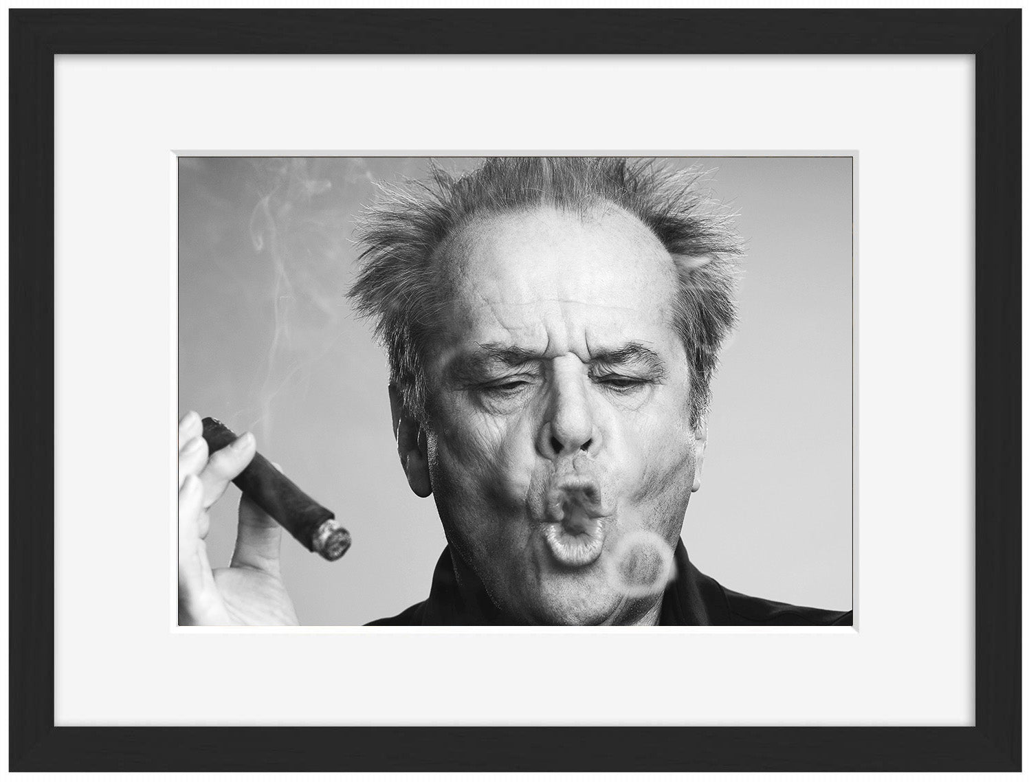 Jack Nicholson-bw-portrait, print-Framed Print-30 x 40 cm-BLUE SHAKER