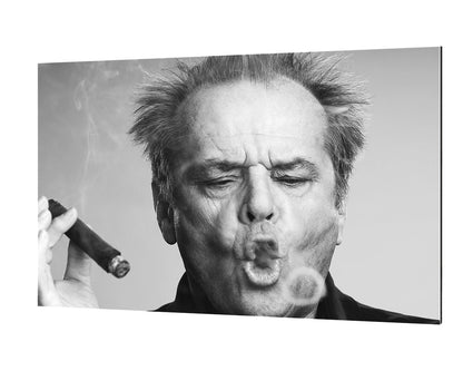 Jack Nicholson-bw-portrait, print-Alu Dibond 3mm-40 x 60 cm-BLUE SHAKER