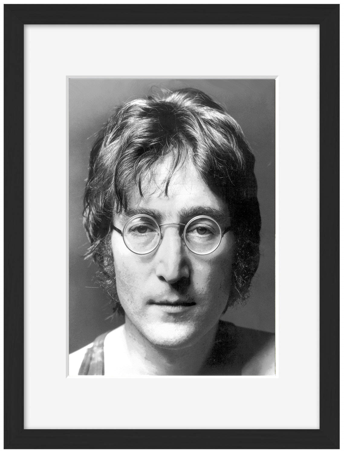 John Lennon-bw-portrait, print-Framed Print-30 x 40 cm-BLUE SHAKER