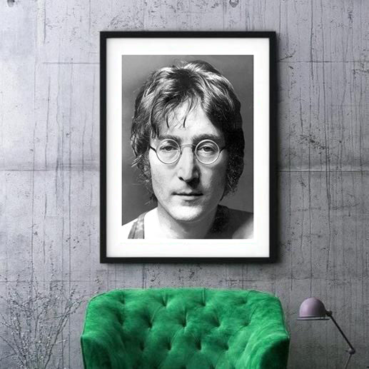 John Lennon-bw-portrait, print-BLUE SHAKER