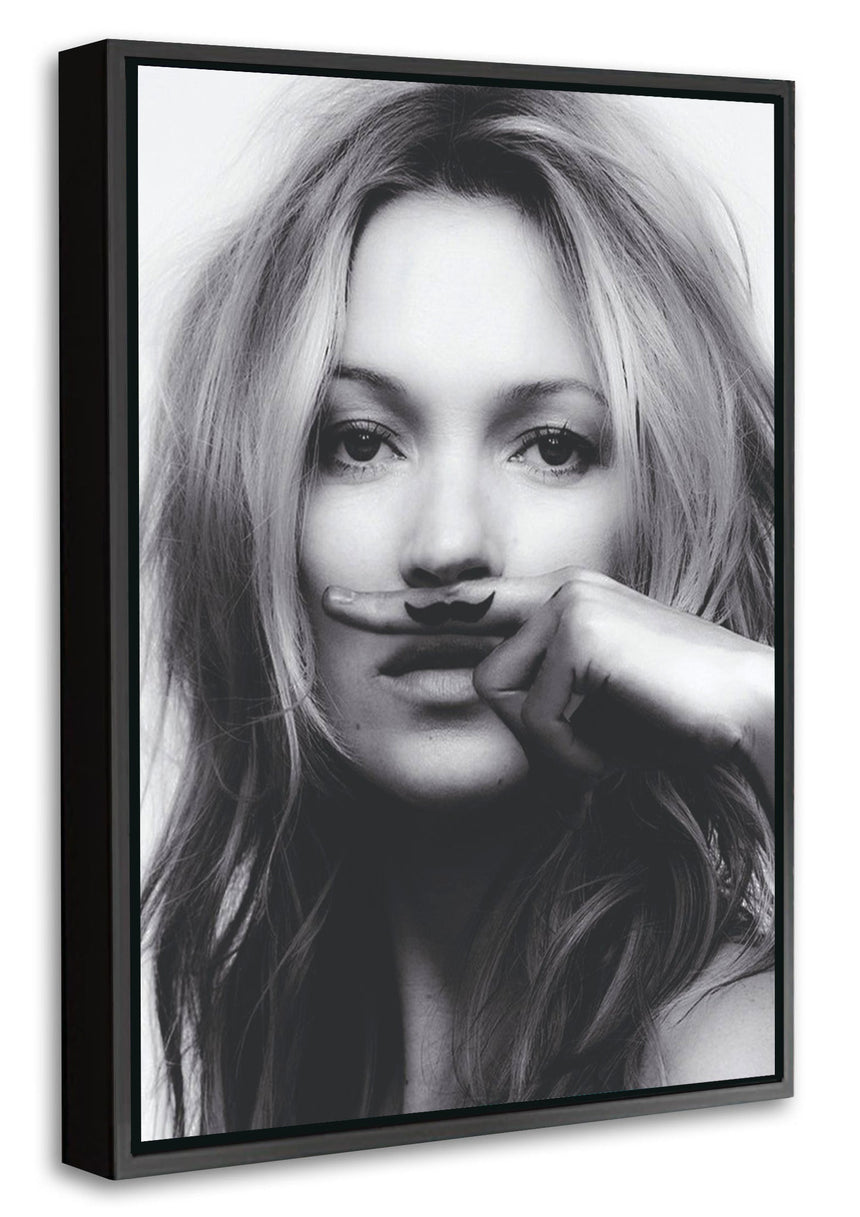 Kate Moss Mustache - Blue Shaker - Poster Affiche -