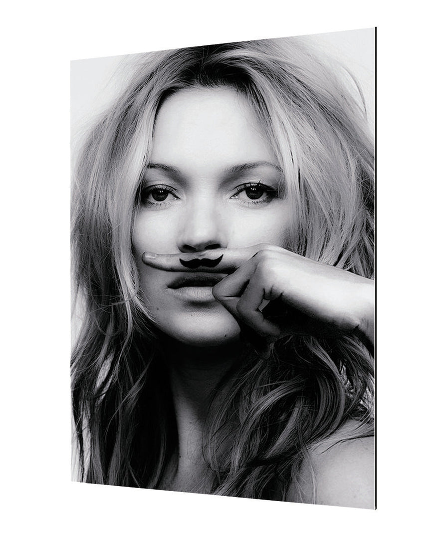 Kate Moss Mustache - Blue Shaker - Poster Affiche -