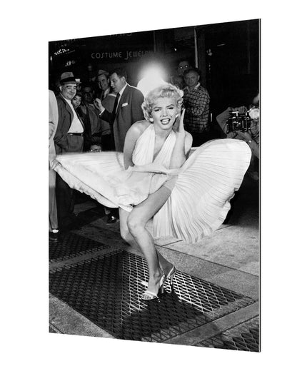 Marilyn Monroe – Subway Dress-bw-portrait, print-Alu Dibond 3mm-40 x 60 cm-BLUE SHAKER