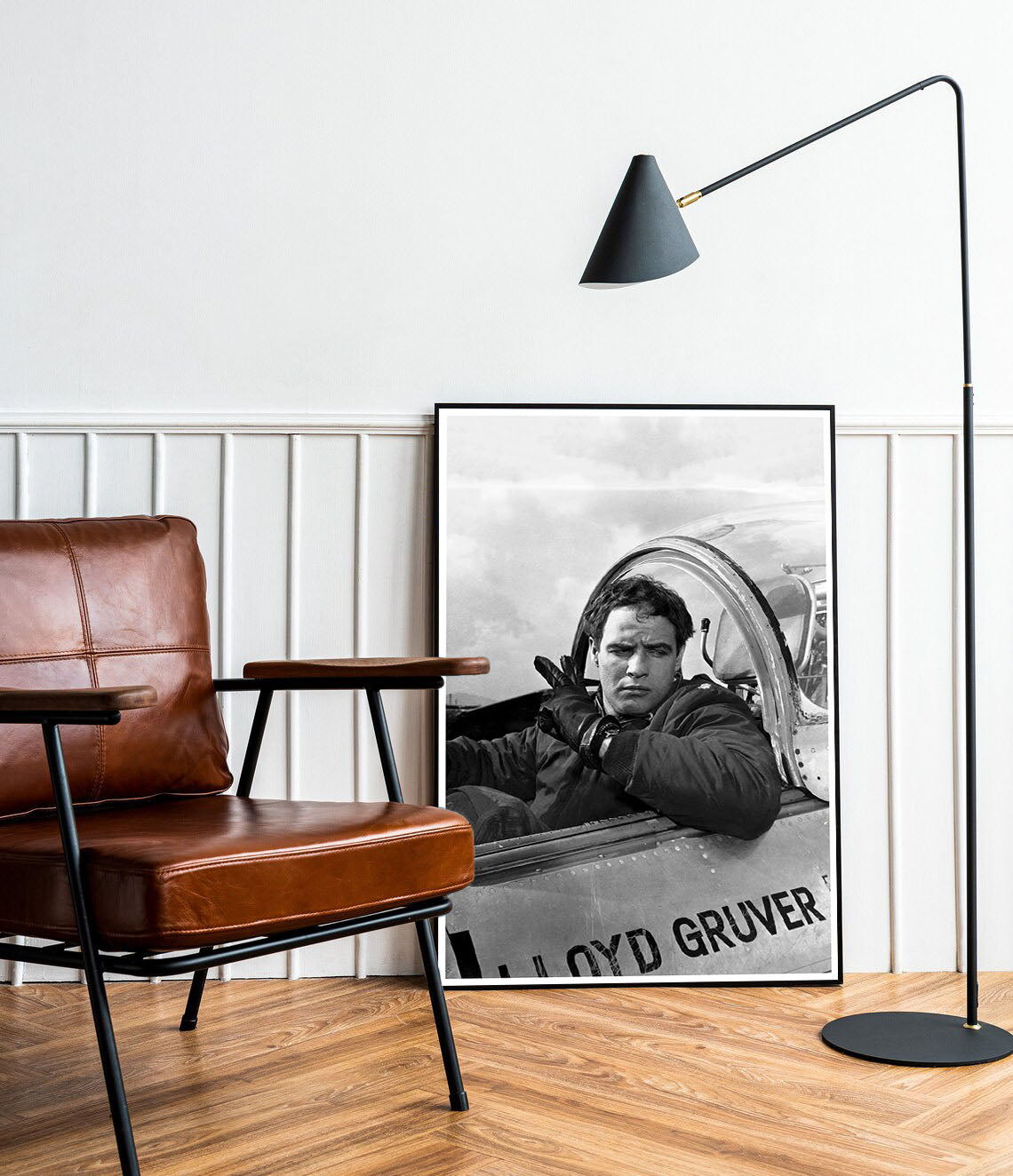 Marlon Brando Pilot-bw-portrait, print-BLUE SHAKER
