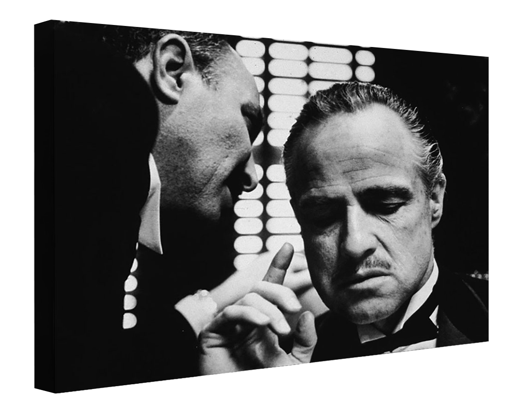 Marlon Brando - Godfather-bw-portrait, print-Canvas Print - 20 mm Frame-50 x 75 cm-BLUE SHAKER