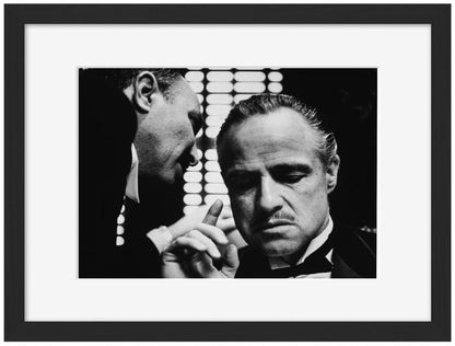 Marlon Brando - Godfather-bw-portrait, print-Framed Print-30 x 40 cm-BLUE SHAKER