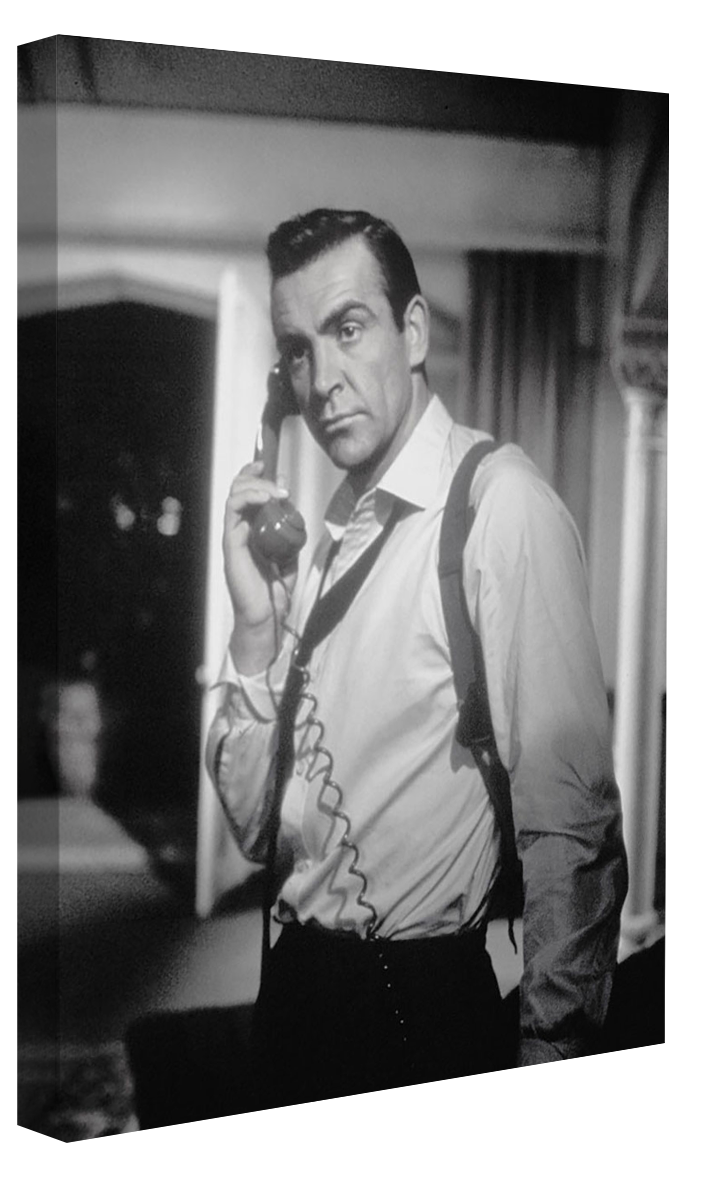 Sean Connery – Phone-bw-portrait, print-Canvas Print - 20 mm Frame-50 x 75 cm-BLUE SHAKER