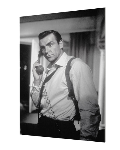 Sean Connery – Phone-bw-portrait, print-Alu Dibond 3mm-40 x 60 cm-BLUE SHAKER
