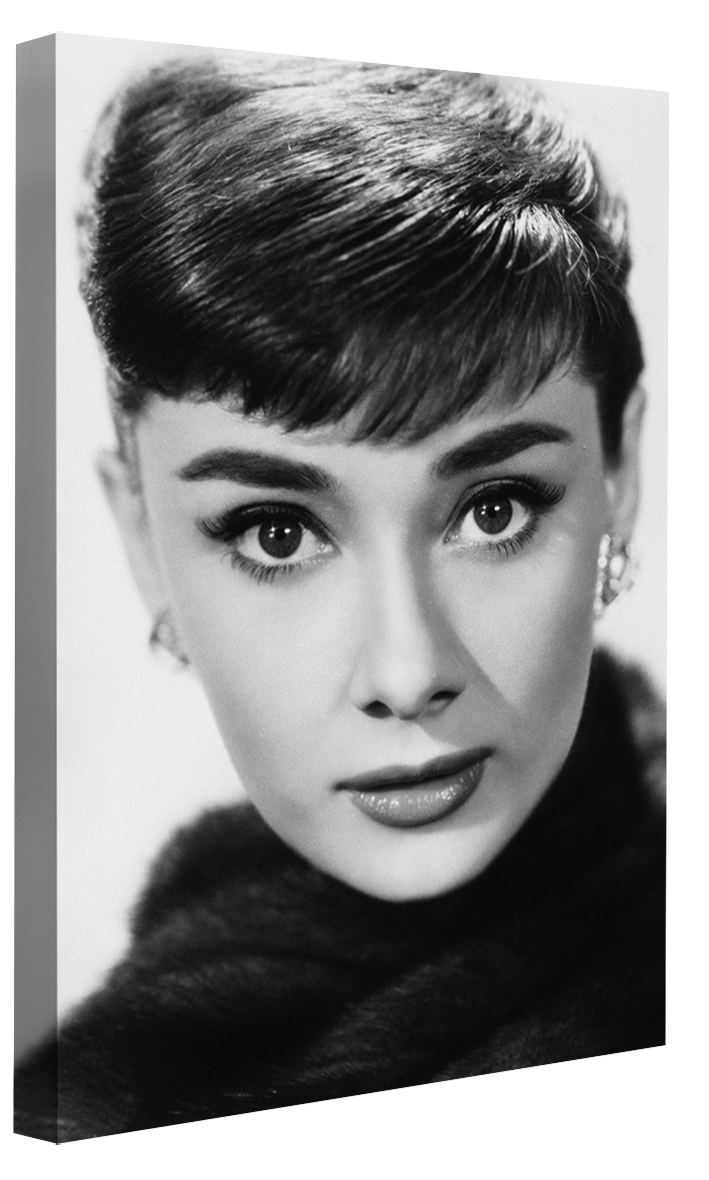 Audrey Hepburn-bw-portrait, print-Canvas Print - 20 mm Frame-50 x 75 cm-BLUE SHAKER