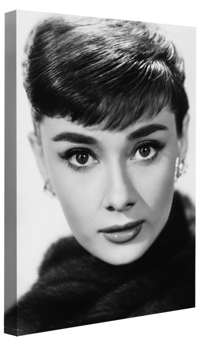 Audrey Hepburn-bw-portrait, print-Canvas Print - 20 mm Frame-50 x 75 cm-BLUE SHAKER
